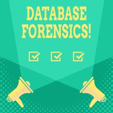 Handwriting text Database Forensics. Concept meaning identifying transactions Stock Illustration