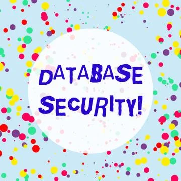 Handwriting text Database Security. Concept meaning security controls to protect Illustrazione stock