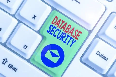 Handwriting text Database Security. Concept meaning security controls to protect 写真素材