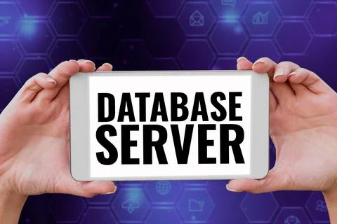Handwriting text Database Server. Word Written on uses a database application 写真素材