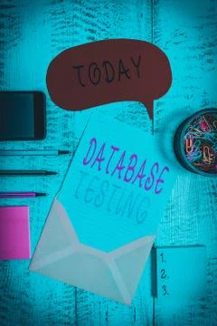 Handwriting text Database Testing. Concept meaning involves the retrieved values Stock Photos