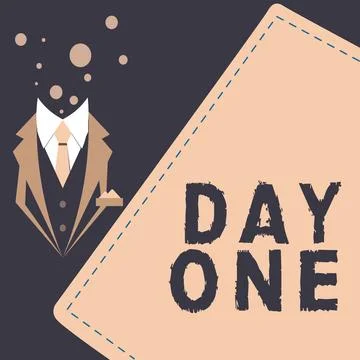 Handwriting text Day One. Word for Start moment First step Beginning of schedule Stock Illustration
