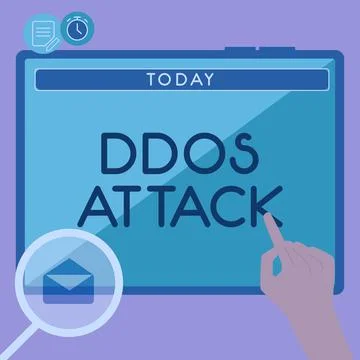 Handwriting text Ddos Attack. Business showcase disturbed access to the normal Illustrazione stock