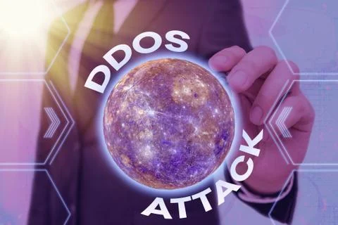 Handwriting text Ddos Attack. Concept meaning disturbed access to the normal Foto stock