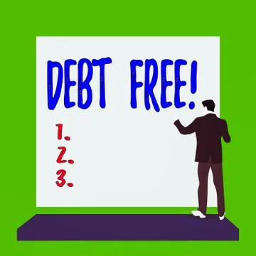 Handwriting text Debt Free. Concept meaning does not owning any money to any Stock Illustration