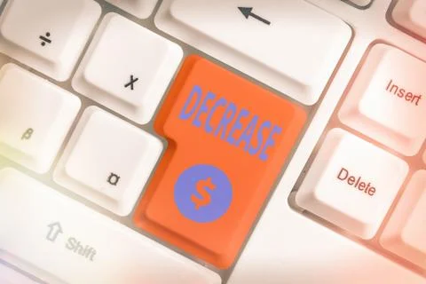 Handwriting text Decrease. Concept meaning the process of growing progressively 스톡 사진