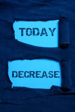 Handwriting text Decrease. Internet Concept make or become smaller or fewer in Stockfoto's