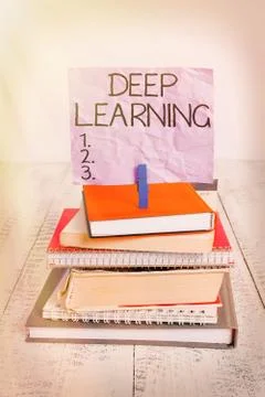 Handwriting text Deep Learning. Concept meaning Hierarchical Abstractions Stock Photos