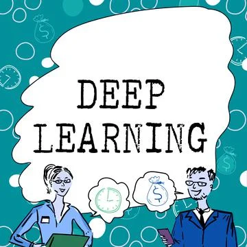 Handwriting text Deep Learning. Word for Hierarchical Abstractions Artificial Stock Illustration