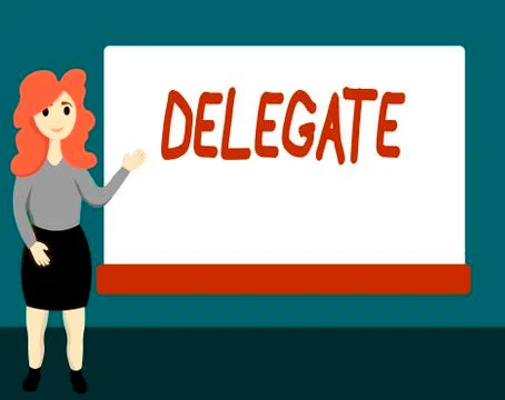 Handwriting text Delegate. Concept meaning demonstrating sent or authorized Stockillustratie