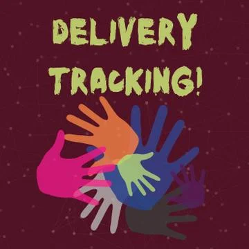 Handwriting text Delivery Tracking. Concept meaning the process of localizing Illustrazione stock