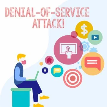 Handwriting text Denial Of Service Attack. Concept meaning Attack meant to sh Stock Illustration