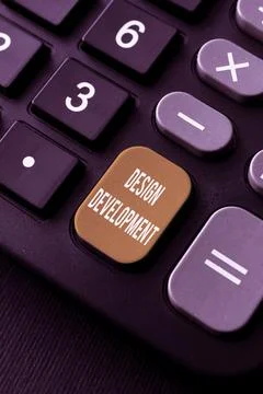 Handwriting text Design Development. Internet Concept technical aspects of Foto stock