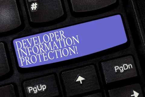 Handwriting text Developer Information Protection. Concept meaning Safeguard 写真素材