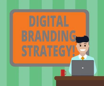 Handwriting text Digital Branding Strategy. Concept meaning develop a brand over 스톡 일러스트