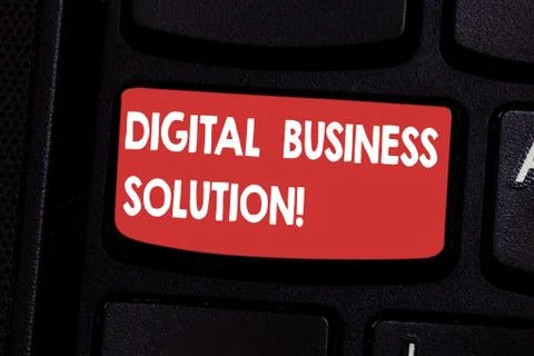 Handwriting text Digital Business Solution. Concept meaning Solution to Stock Photos