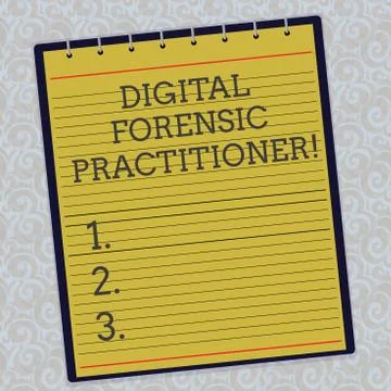 Handwriting text Digital Forensic Practitioner. Concept meaning Specialist in Stock Illustration