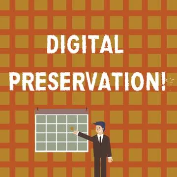 Handwriting text Digital Preservation. Concept meaning ensuring access to 库存插图