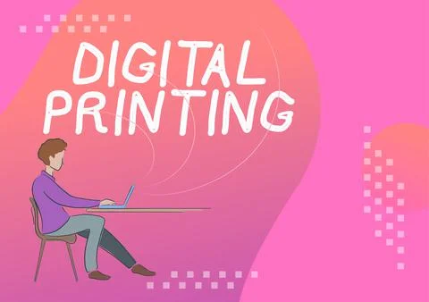 Handwriting text Digital Printingdigital based images directly to variety of 스톡 일러스트