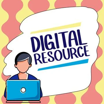 Handwriting text Digital Resource. Concept meaning content that distributed Stock Illustration