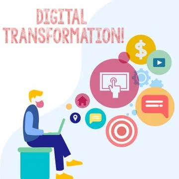 Handwriting text Digital Transformation. Concept meaning includes technology  Stock Illustration