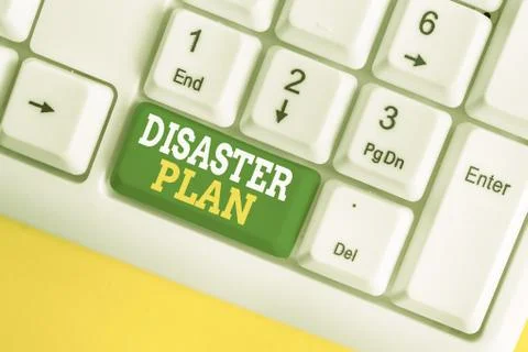 Handwriting text Disaster Plan. Concept meaning Respond to Emergency Stock Photos