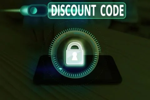 Handwriting text Discount Code. Concept meaning Series of letters or numbers Foto stock