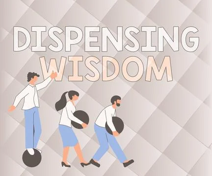 Handwriting text Dispensing Wisdom. Concept meaning Giving intellectual facts on Stock Illustration