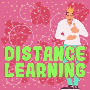 Handwriting text Distance Learning. Internet Concept educational lectures Ilustración de archivo
