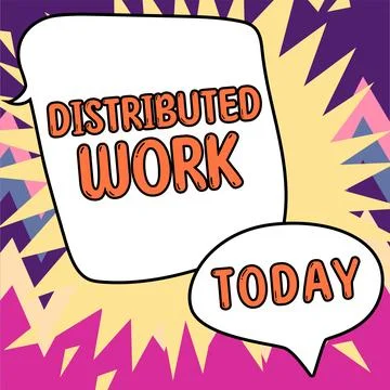 Handwriting text Distributed Work. Business showcase practiced by enterprises Stockillustratie