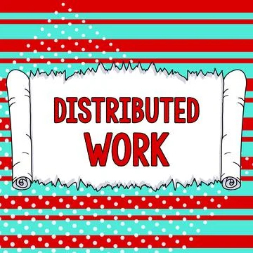 Handwriting text Distributed Work. Business idea practiced by enterprises using Stock Illustration
