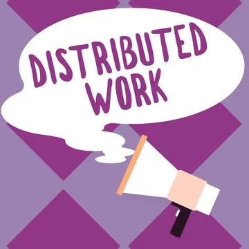 Handwriting text Distributed Work. Business approach practiced by enterprises Stock Illustration