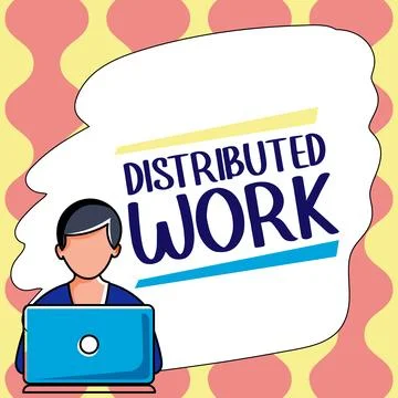 Handwriting text Distributed Work. Business approach practiced by enterprises Stockillustratie