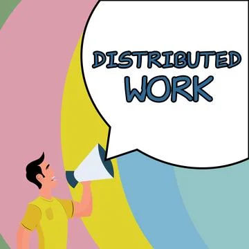 Handwriting text Distributed Work. Conceptual photo practiced by enterprises Stockillustratie