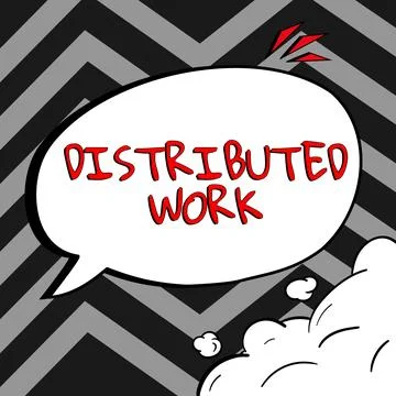 Handwriting text Distributed Work. Word for practiced by enterprises using Stockillustratie