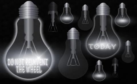 Handwriting text Do Not Reinvent The Wheel. Concept meaning stop duplicating a Stock Illustration