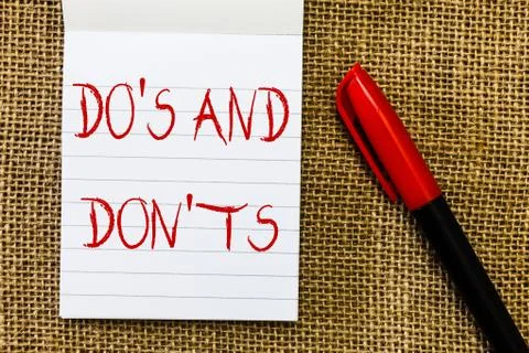 Handwriting text Do s is And Don t nots. Concept meaning Technologically 스톡 사진
