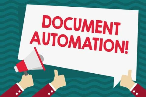 Handwriting text Document Automation. Concept meaning workflows that assist in Illustrazione stock