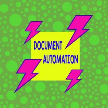 Handwriting text Document Automation. Concept meaning workflows that assist in Illustrazione stock