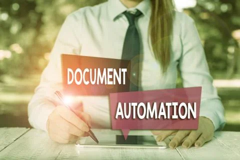 Handwriting text Document Automation. Concept meaning workflows that assist in Fotos de archivo
