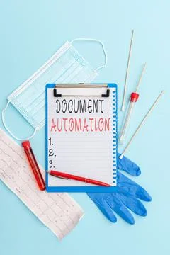 Handwriting text Document Automation. Word for workflows that assist in creation Fotos de archivo
