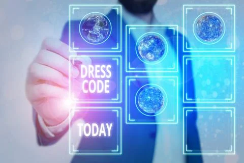 Handwriting text Dress Code. Concept meaning an accepted way of dressing for a 库存照片