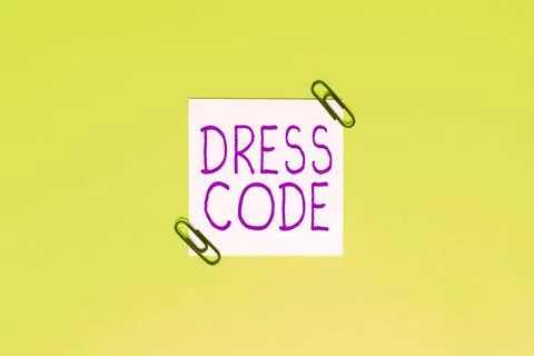 Handwriting text Dress Code. Word Written on an accepted way of dressing for a Stock Photos