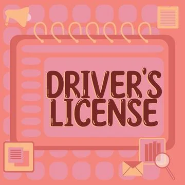 Handwriting text Driver S License. Word Written on a document permitting a Stock Illustration