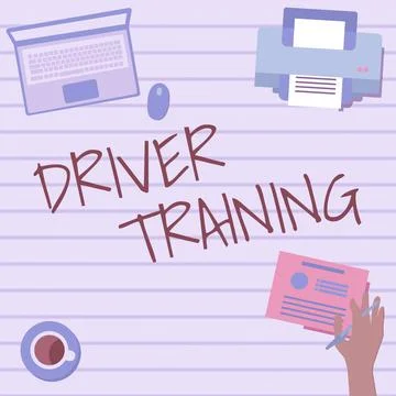 Handwriting text Driver Training. Business showcase prepares a new driver to Stock Illustration