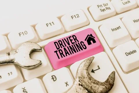 Handwriting text Driver Trainingprepares a new driver to obtain a driver's Stock Photos