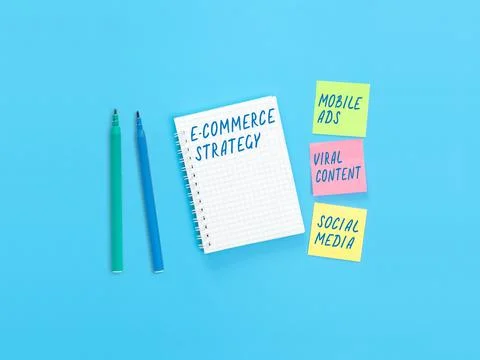 Handwriting text E-commerce strategy Stock Photos