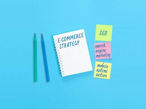 Handwriting text E-commerce strategy Stock Photos
