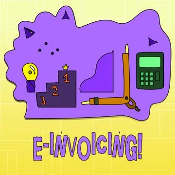 Handwriting text E Invoicing. Concept meaning Company encourages use of digital Stock Illustration