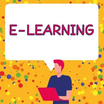 Handwriting text E Learning. Business idea training through electronic media Stock Illustration